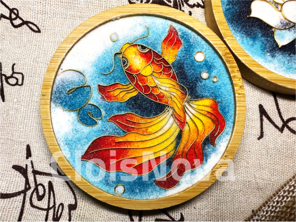 Lotus and Koi Bamboo Coaster - Image 4