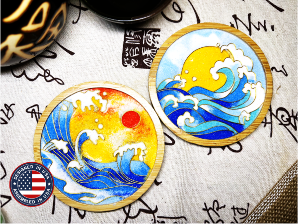 Waves and Sunset Bamboo Coaster