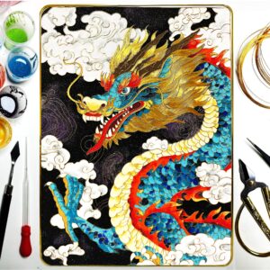 DIY Chinese Dragon Cloisonné Craft Kit, Flying Dragon, Art Kit for Adults, Creative Gift